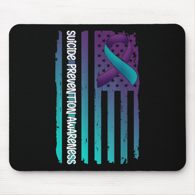 Support American Flag Ribbon Suicide Awareness For Mouse Mat (Front)