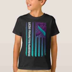 Support American Flag Ribbon Suicide Awareness For T-Shirt
