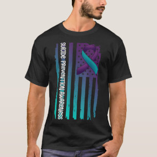 Support American Flag Ribbon Suicide Awareness For T-Shirt