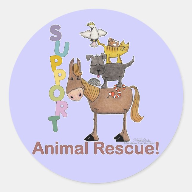 Support Animal Rescue Classic Round Sticker (Front)