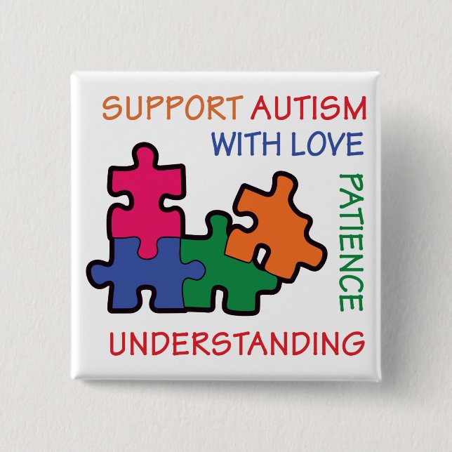 Support Autism 15 Cm Square Badge (Front)