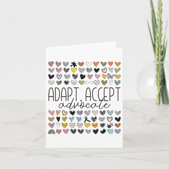 Support Autism Awareness Adapt Accept Advocate  Card (Front)