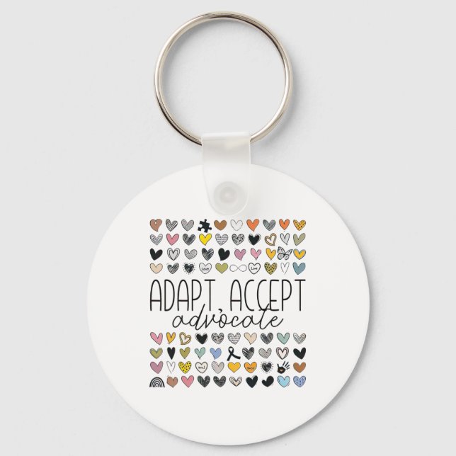Support Autism Awareness Adapt Accept Advocate  Key Ring (Front)