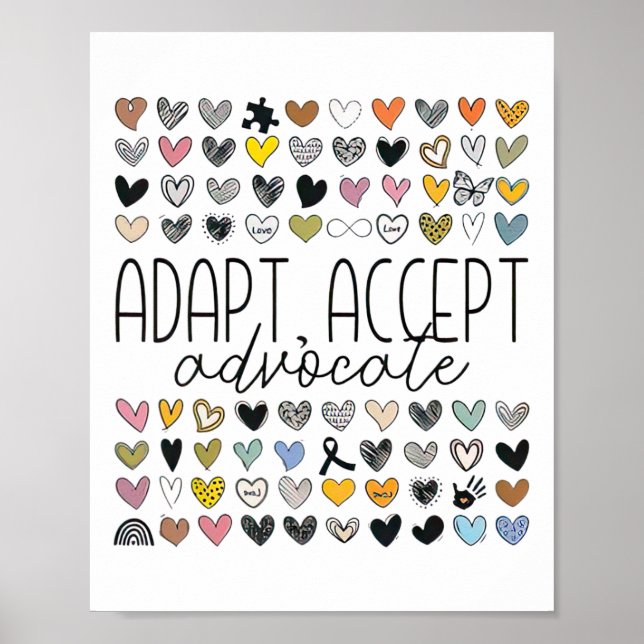 Support Autism Awareness Adapt Accept Advocate  Poster (Front)