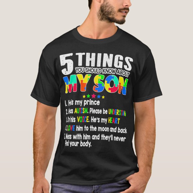 Support Autism Awareness Son Kids For Mum Dad  T-Shirt (Front)