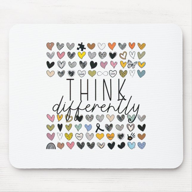 Support Autism Awareness Think Differently Neurodi Mouse Mat (Front)