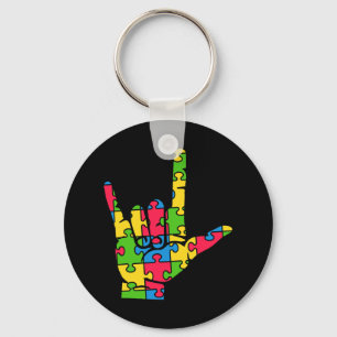 Support Autism Love Sign Language Key Ring