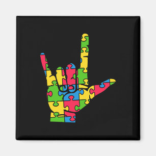 Support Autism Love Sign Language  Magnet