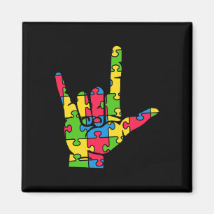 Support Autism Love Sign Language Magnet