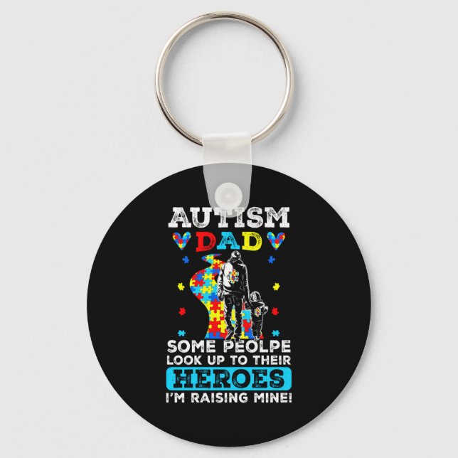 Support Autism Proud Dad Autism Awareness Month Fa Key Ring (Front)