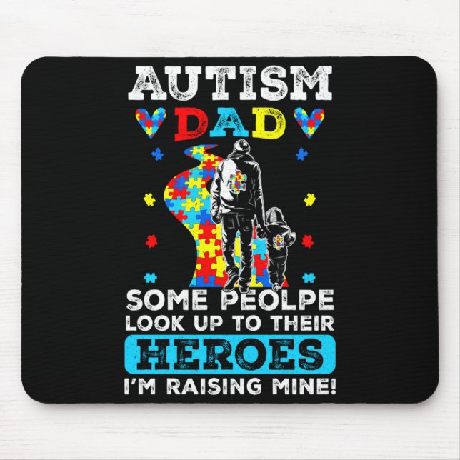 Support Autism Proud Dad Autism Awareness Month Fa Mouse Mat (Front)