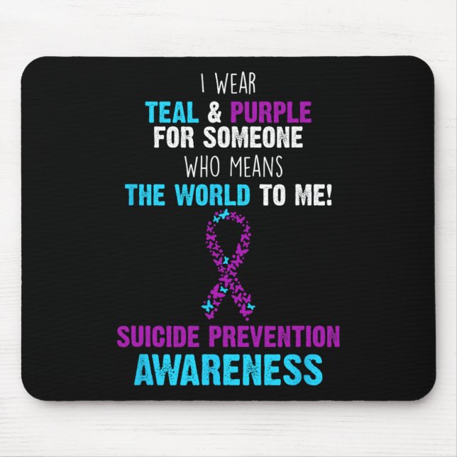 Support Awareness Suicide Prevention Teal And Purp Mouse Mat (Front)