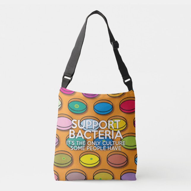 SUPPORT BACTERIA Fun Medical Science Crossbody Bag (Front)