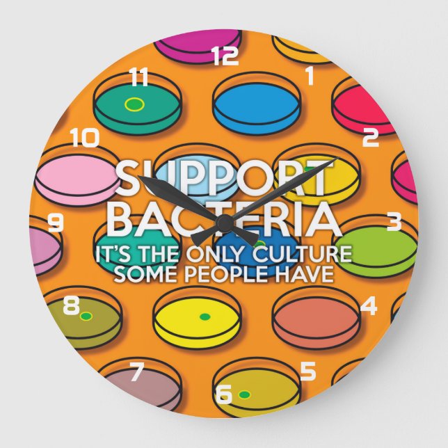 SUPPORT BACTERIA Fun Medical Science Large Clock (Front)