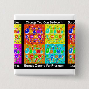 SUPPORT BARACK OBAMA 15 CM SQUARE BADGE