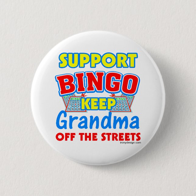 Support Bingo Grandma 6 Cm Round Badge (Front)