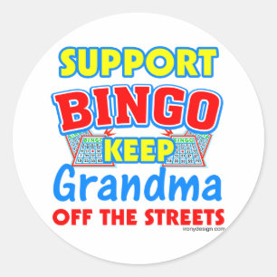 Support Bingo Grandma Classic Round Sticker
