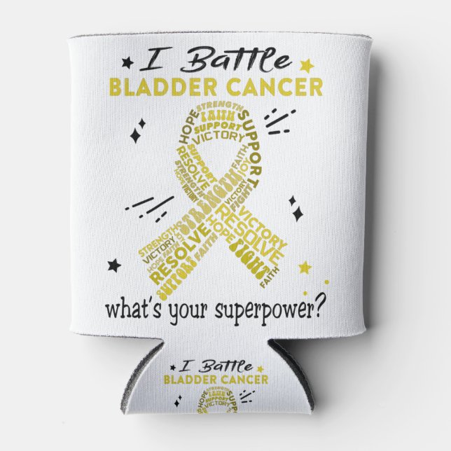 Support Bladder Cancer Warrior Gifts Can Cooler (Front)