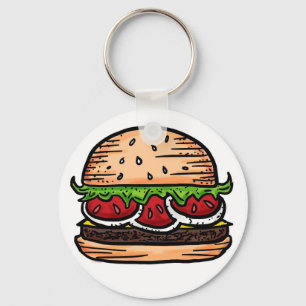Support burgers food humour keychain