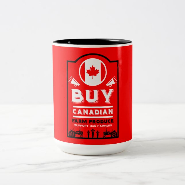 Support Canadian Farmers Two-Tone Coffee Mug (Center)