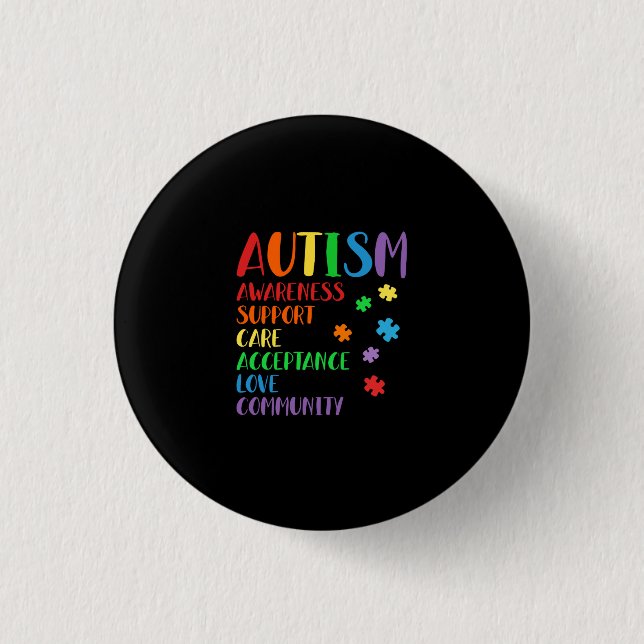 Support Care Acceptance Ally Autism Awareness 3 Cm Round Badge (Front)