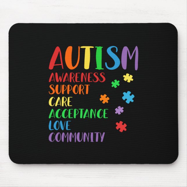 Support Care Acceptance Ally Autism Awareness Mouse Mat (Front)