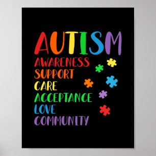 Support Care Acceptance Ally Autism Awareness Poster