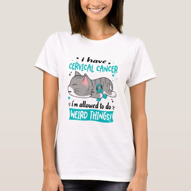 Support Cervical Cancer Awareness Ribbon Gifts T-Shirt (Front)