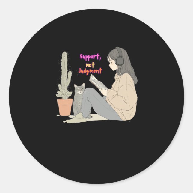 Support  classic round sticker (Front)