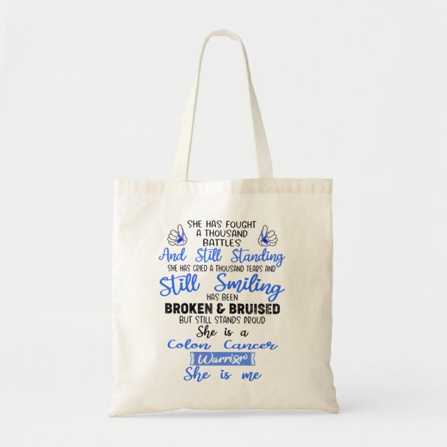 Support Colon Cancer Warrior Gifts Tote Bag (Front)