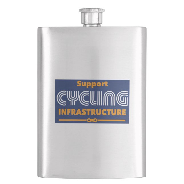Support Cycling Infrastructure Hip Flask (Front)