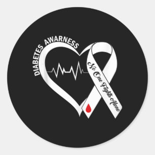 Support Diabetes Awareness Heart Blue Ribbon Diabe Classic Round Sticker