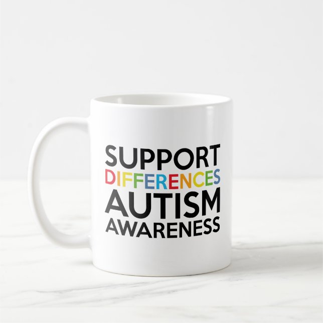 Support Differences Autism Awareness Coffee Mug (Left)