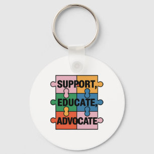 Support Educate Advocate Puzzle Piece Autism Aware Key Ring