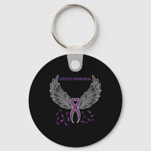 Support Epilepsy Awareness Costume Purple Ribbon G Key Ring