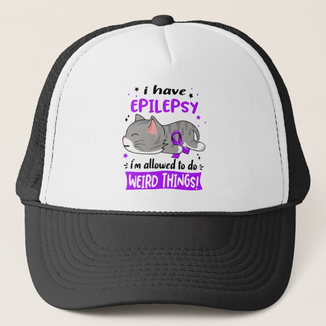 Support Epilepsy Awareness Ribbon Gifts Trucker Hat (Front)