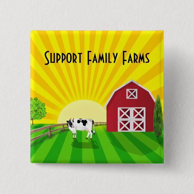 Support Family Farms 15 Cm Square Badge (Front)