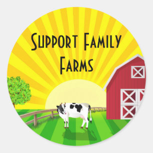 Support Family Farms Classic Round Sticker