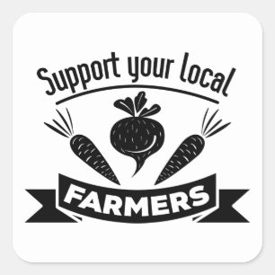 Support Farmer, Farm Country Chicken Lady Country Square Sticker