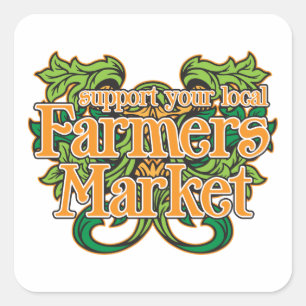 Support Farmers Market Square Sticker
