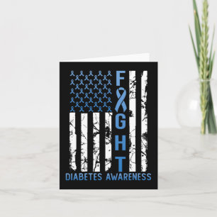 Support Fight USA Flag Type 2 Type 1 Diabetes Awar Card