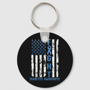 Support Fight USA Flag Type 2 Type 1 Diabetes Awar Key Ring