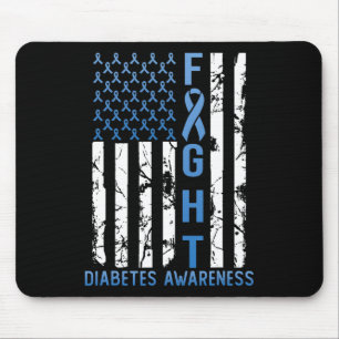 Support Fight Usa Flag Type 2 Type 1 Diabetes Awar Mouse Mat