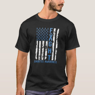 Support Fight USA Flag Type 2 Type 1 Diabetes Awar T-Shirt