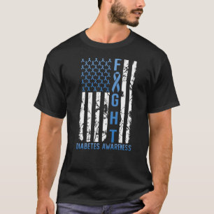 Support Fight USA Flag Type 2 Type 1 Diabetes Awar T-Shirt