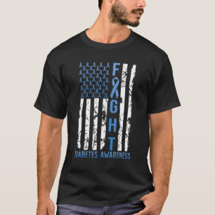 Support Fight USA Flag Type 2 Type 1 Diabetes Awar T-Shirt