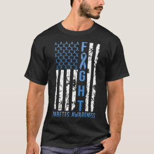Support Fight USA Flag Type 2 Type 1 Diabetes Awar T-Shirt