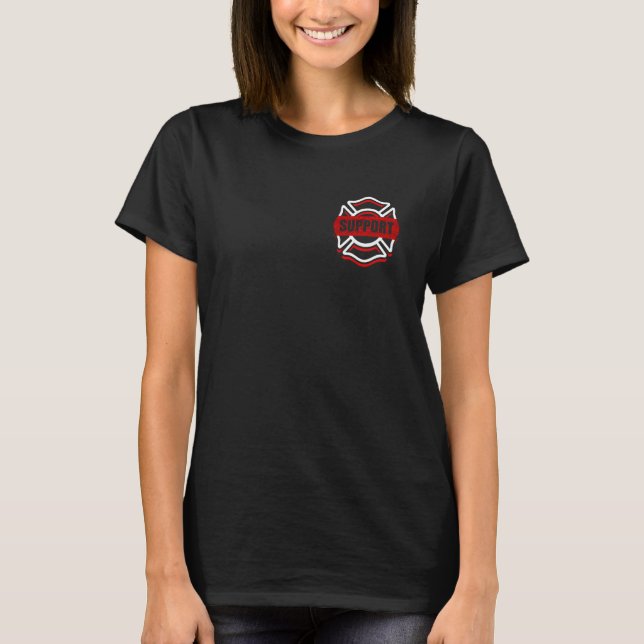 Support Firefighters Red Line Tshirt Front & Back  (Front)