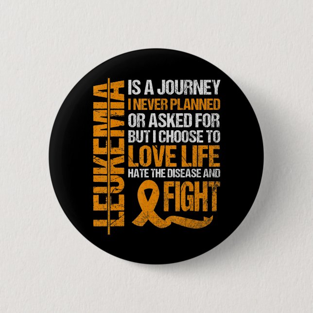 support for Leukaemia Awareness orange Ribbon prod 6 Cm Round Badge (Front)