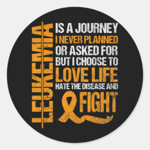 support for Leukaemia Awareness orange Ribbon prod Classic Round Sticker